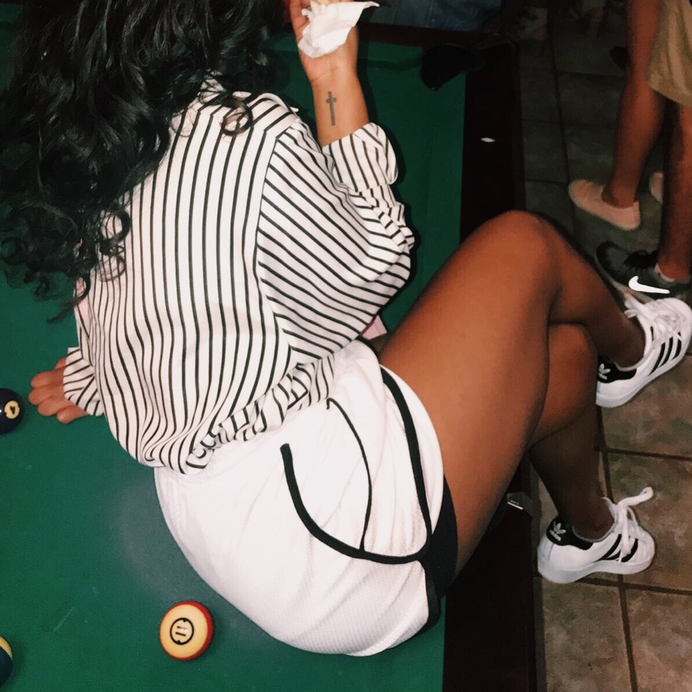 Silk striped button down top.